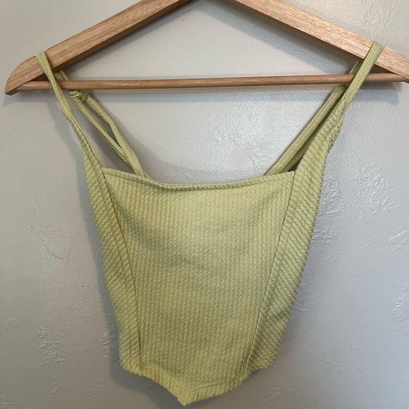 Urban Outfitters UO Modern Corset Top Cropped Cross Back Tank Lime Green - Picture 3 of 10